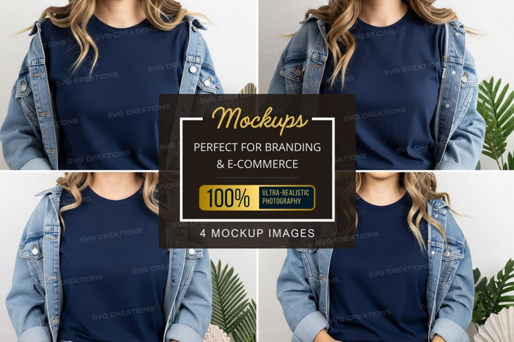 Casual navy blue t-shirt mockup