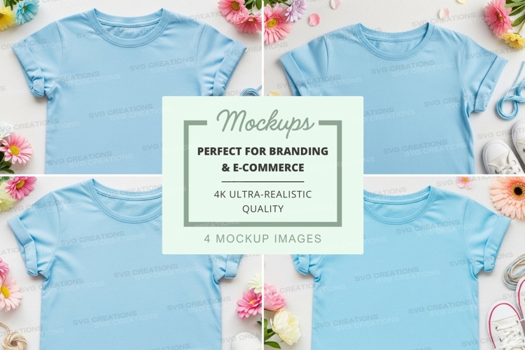 Light blue t-shirts mockup example image 1