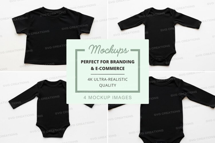 Mockup: black baby onesies example image 1