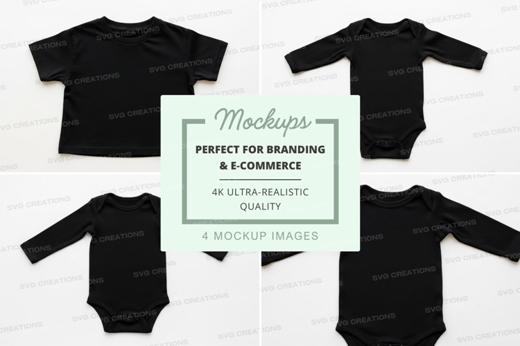 Mockup: black baby onesies