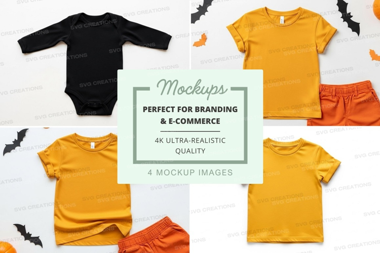 Mockup: halloween-themed kids' clothing collection