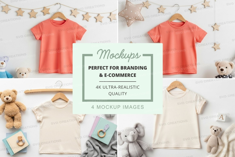 Mockup of children's clothing and toys