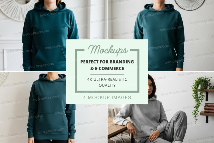 Hoodie mockup in teal and gray