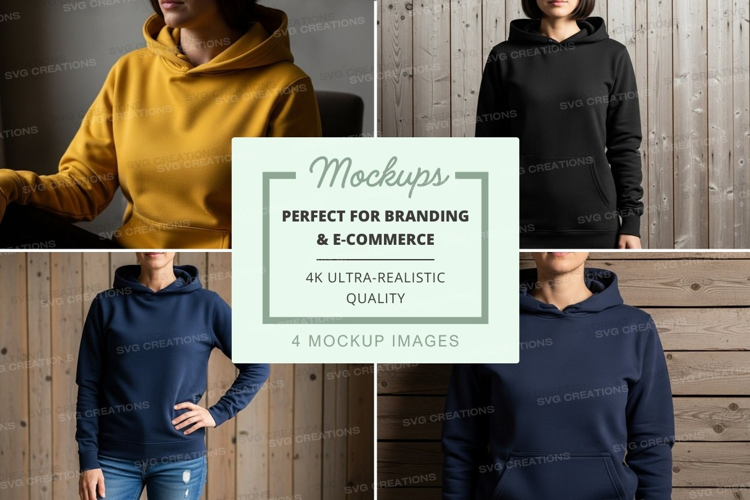 Hoodie mockup in yellow, black, and blue colors