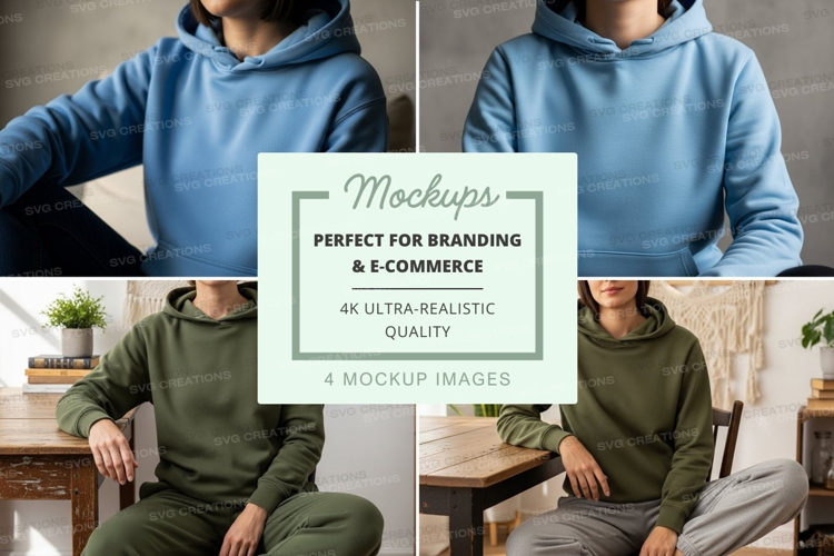 Hoodie mockup in blue and green