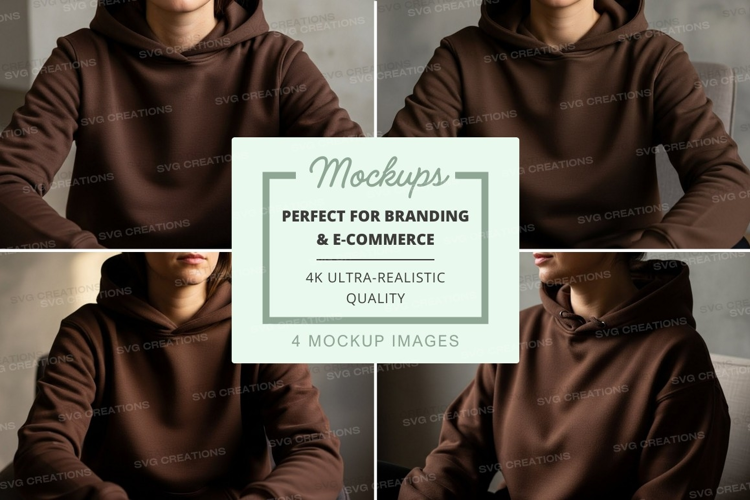 Hoodie mockup - brown, front and back views