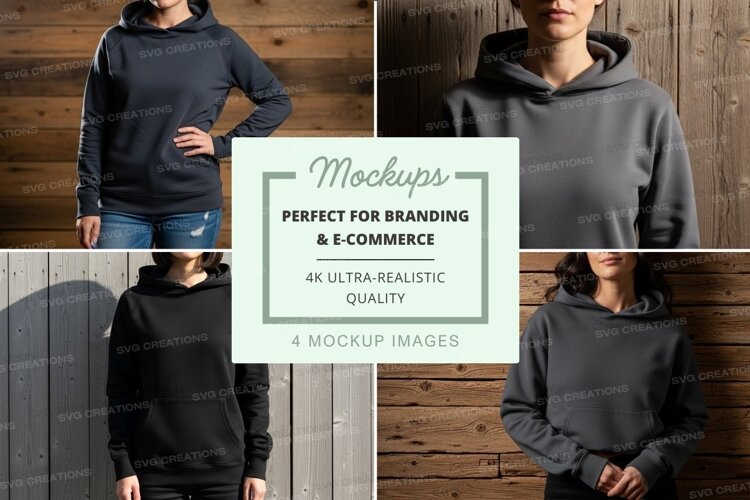 Hoodie mockup in gray and black with natural background example image 1