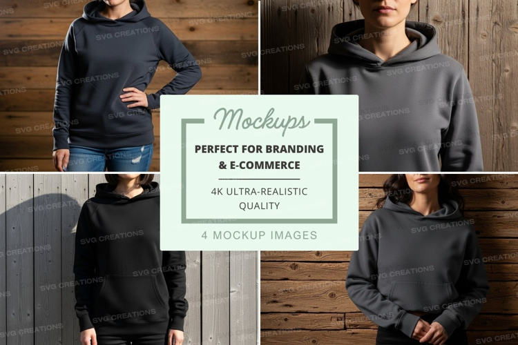 Hoodie mockup in gray and black with natural background