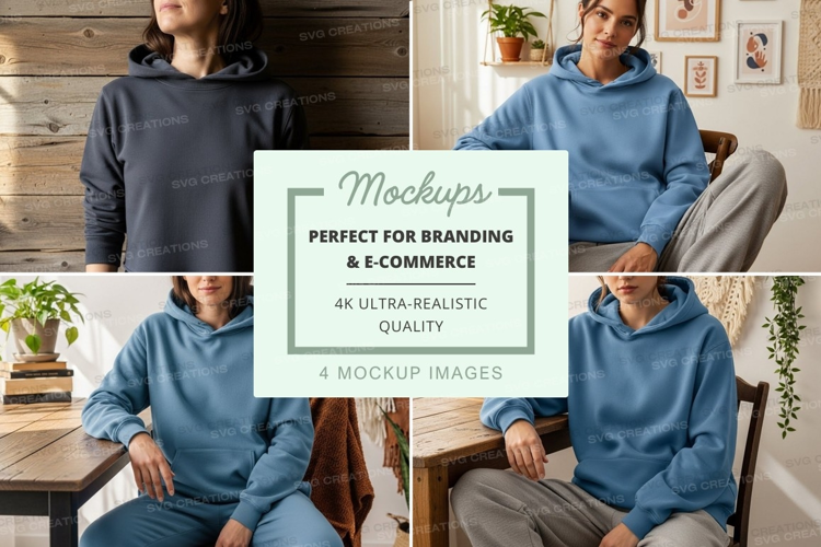 Hoodie mockup in blue and dark blue colors