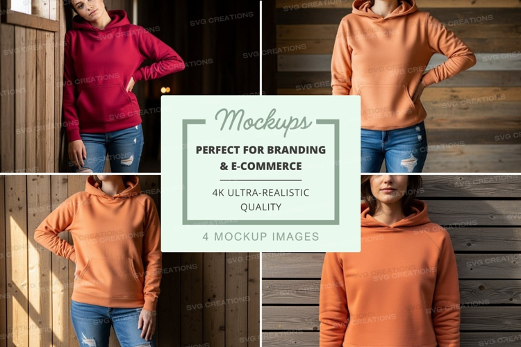 Hoodie mockup with multiple models in casual setting