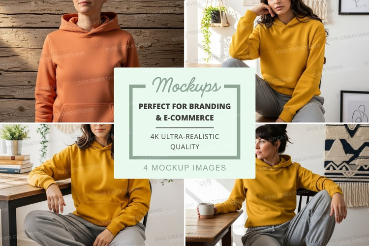 Hoodie mockup in orange and yellow