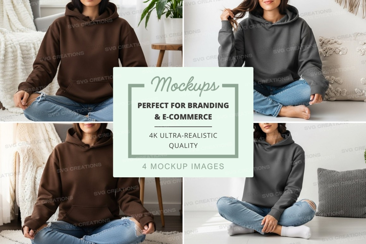 Hoodie mockup in brown and gray colors