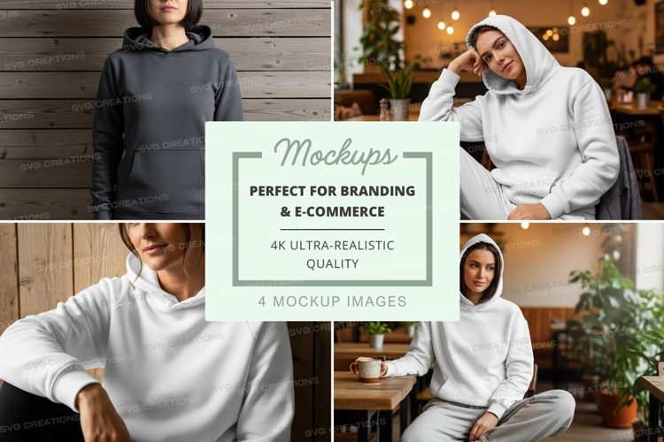 Hoodie mockup in gray and white