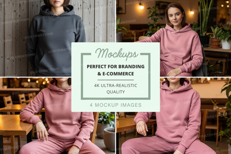 Hoodie mockup in blue and pink colors