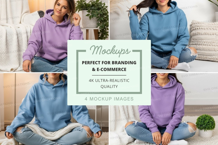 Hoodie mockup in purple and blue