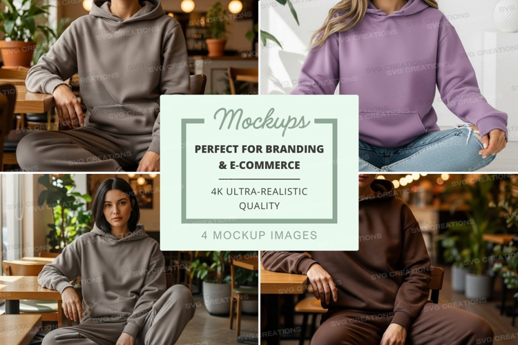 Hoodie mockup with people in relaxed positions