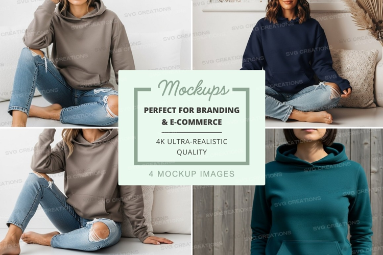 Hoodie mockup in various colors and styles