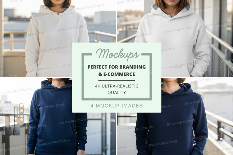 Hoodie mockup in white and navy blue