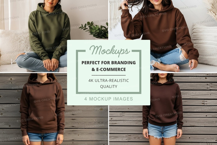 Hoodie mockup with models in indoor setting