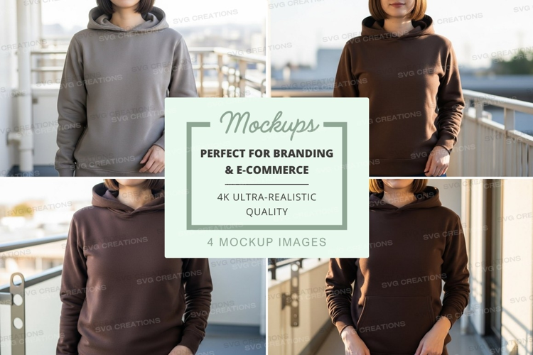 Hoodie mockup in brown and gray