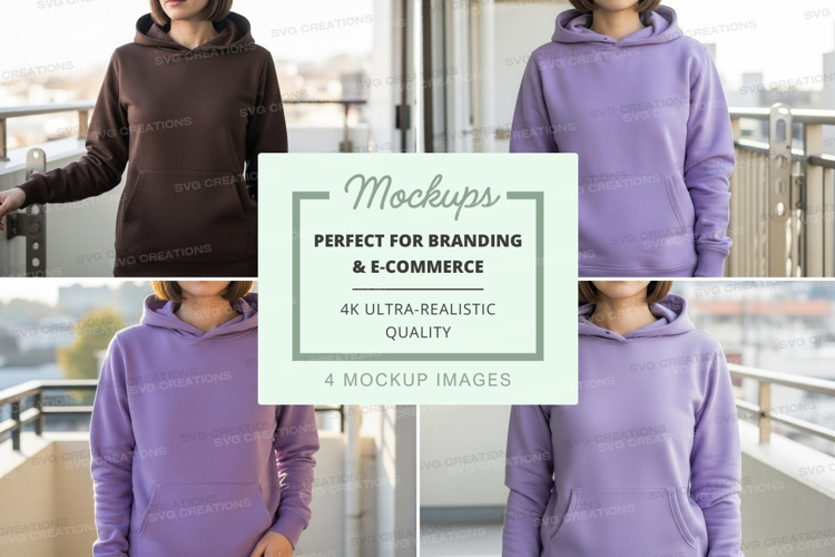 Hoodie mockup in brown and purple colors