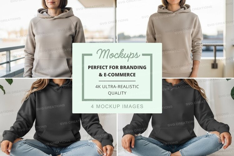 Hoodie mockup - front and back views example image 1