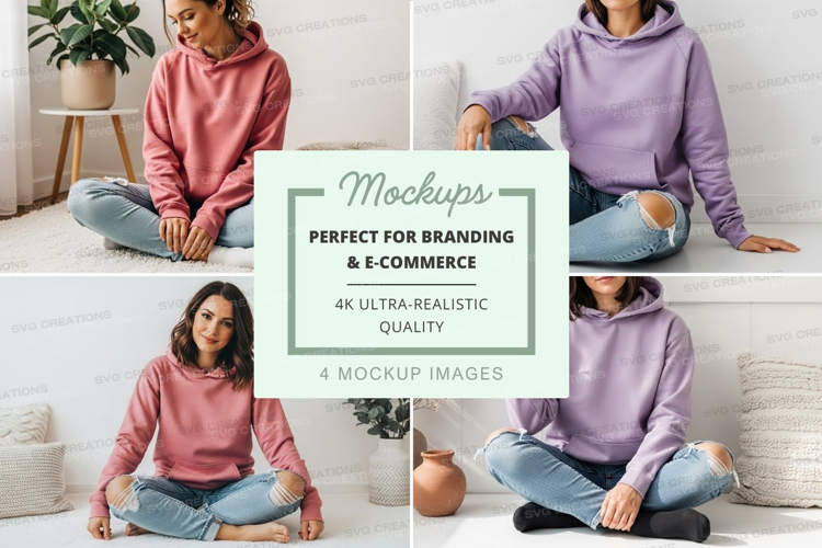 Hoodie mockup with models in casual setting