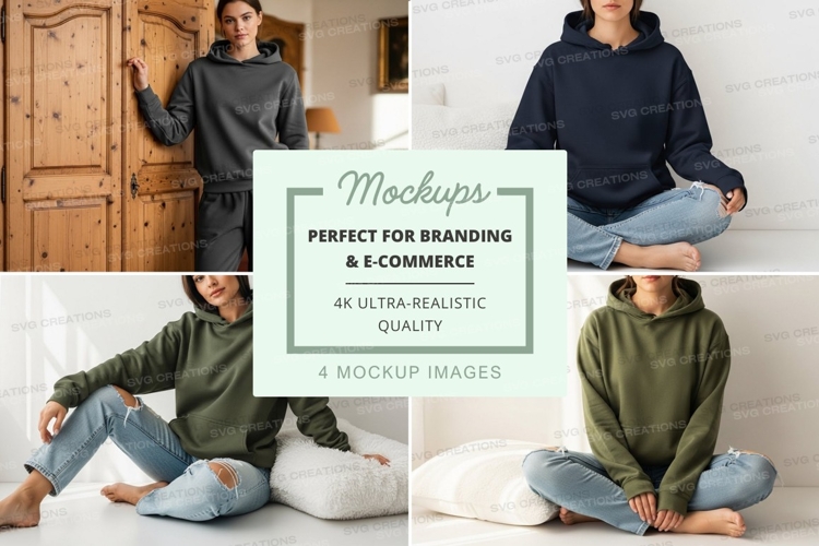 Hoodie mockup in various colors and poses