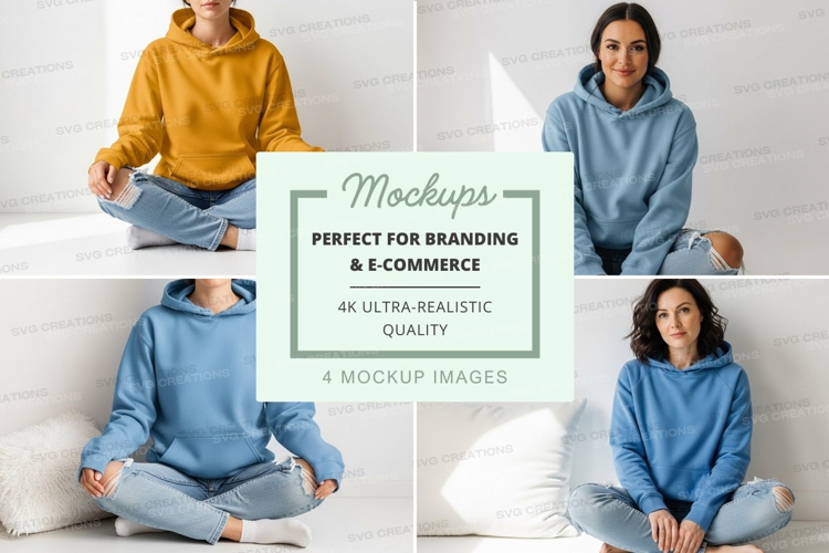 Hoodie mockup featuring multiple models