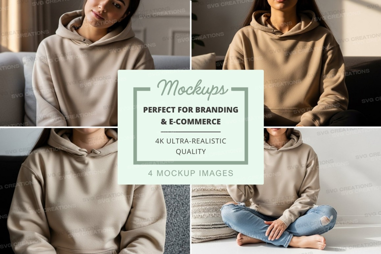 Oversized hoodie mockup in beige