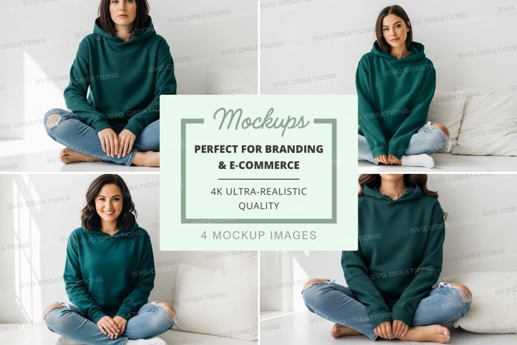 Hoodie mockup - green, oversized fit