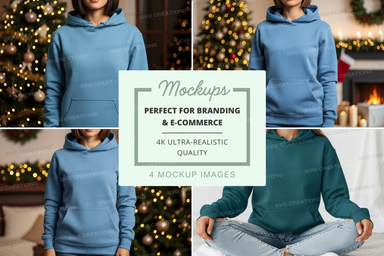 Hoodie mockup in blue and green colors
