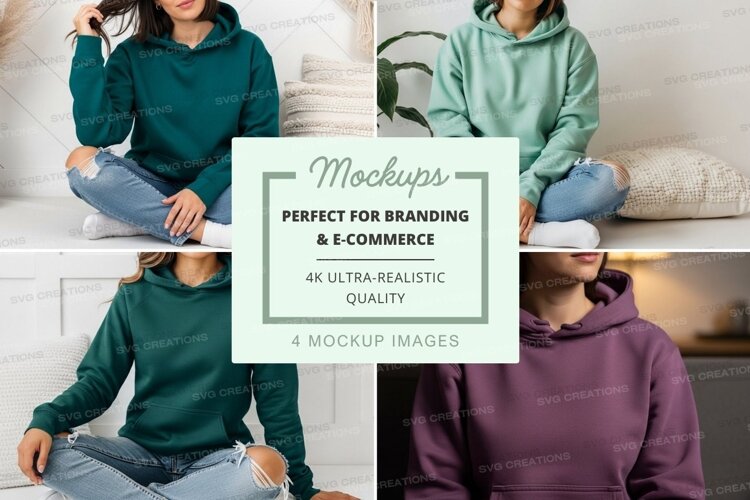 Hoodie mockup with models in indoor setting example image 1