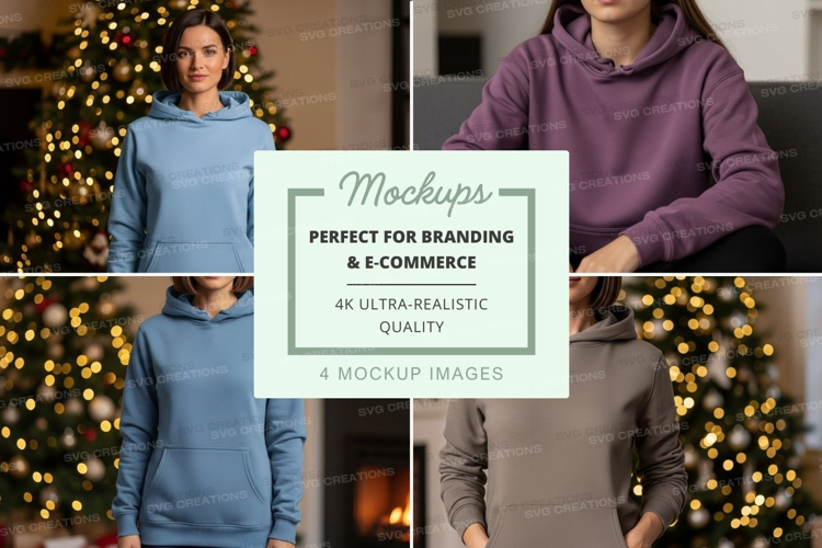 Hoodie mockup in blue, purple, and gray