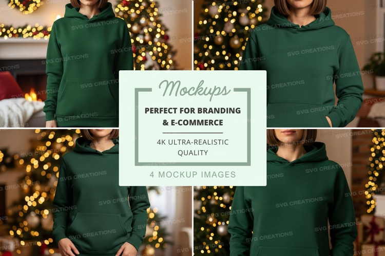 Hoodie mockup - green, christmas theme