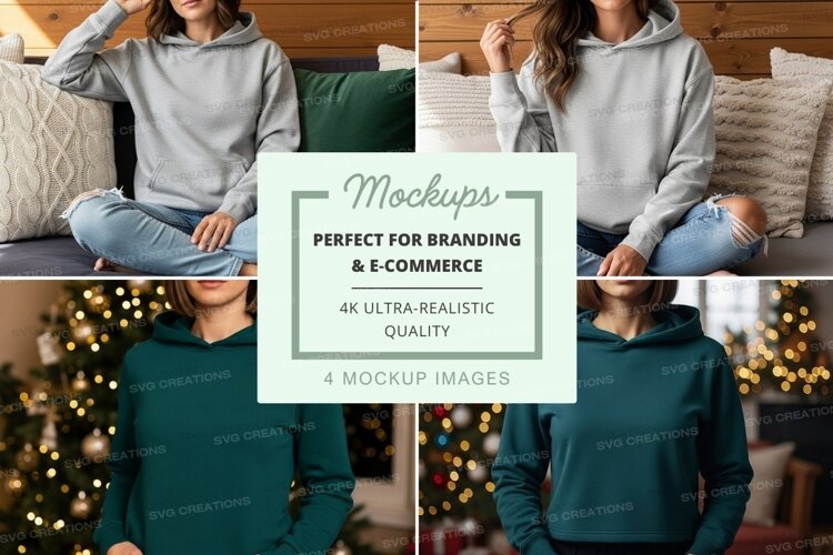 Hoodie mockup with multiple models example image 1