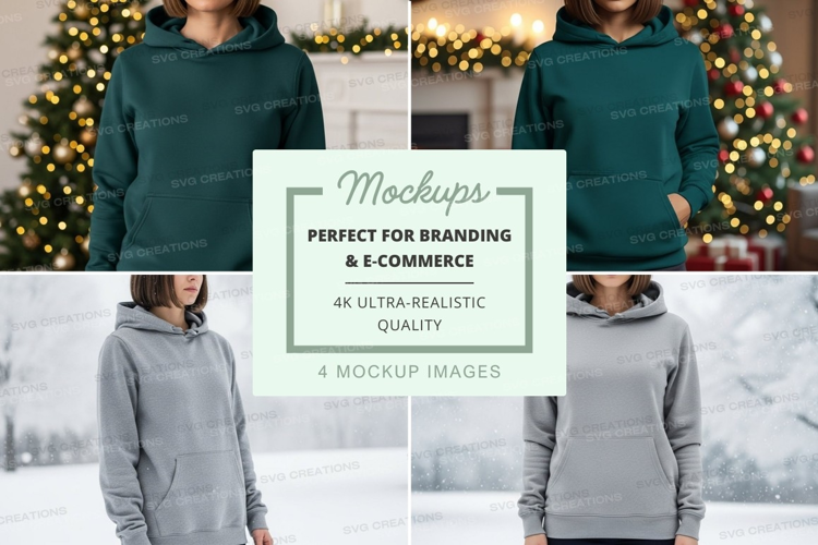 Hoodie mockup in teal and gray