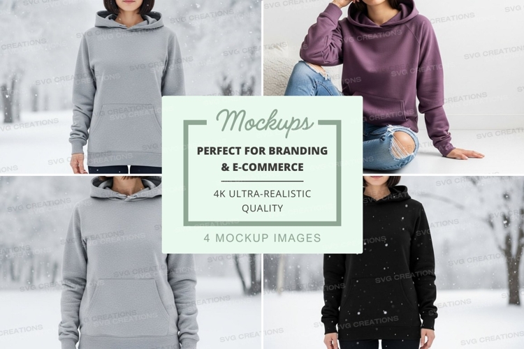 Hoodie mockup collection in various colors