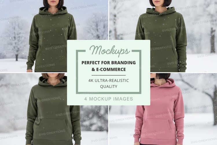 Hoodie mockup in green and pink colors