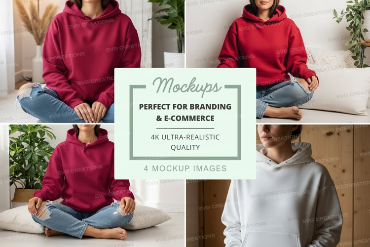 Hoodie mockup in red and white