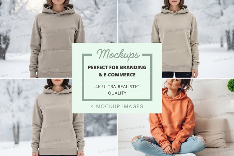 Hoodie mockup in beige and orange colors