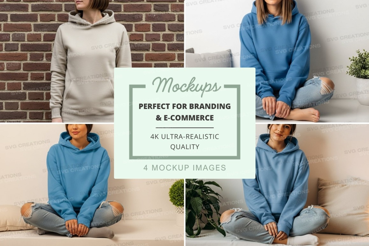 Hoodie mockup with models in various poses