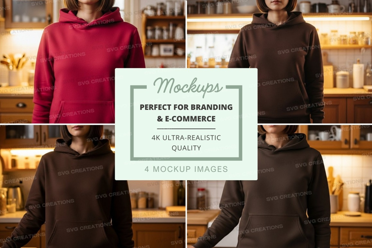 Hoodie mockup in red and brown