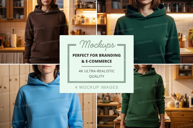 Hoodie mockup in multiple colors