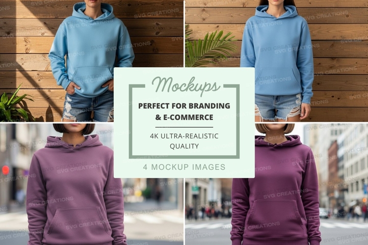 Hoodie mockup in light blue and purple