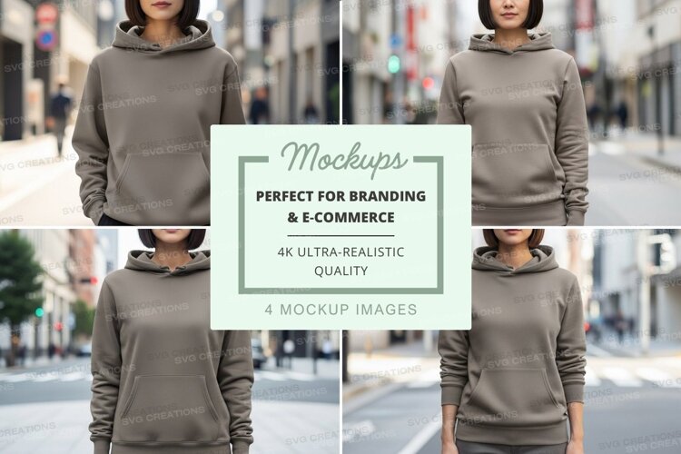 Oversized hoodie mockup in gray example image 1