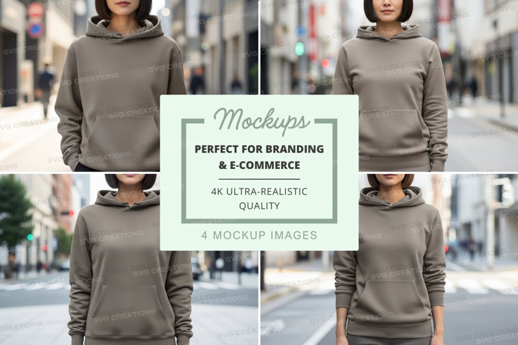 Oversized hoodie mockup in gray