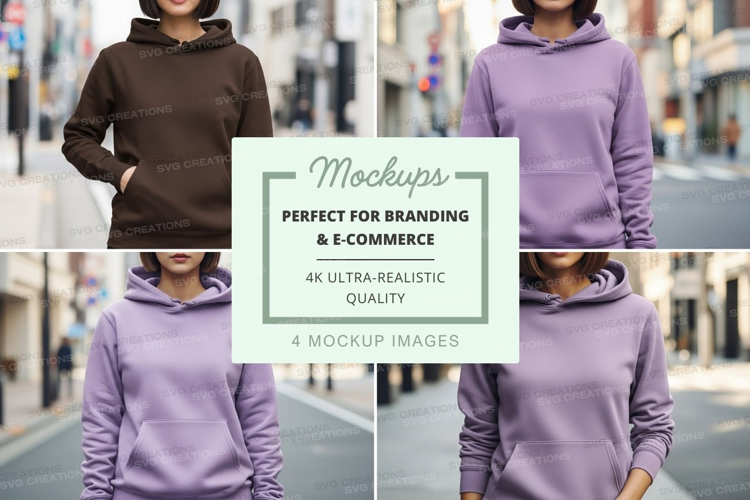 Hoodie mockup with models in urban setting
