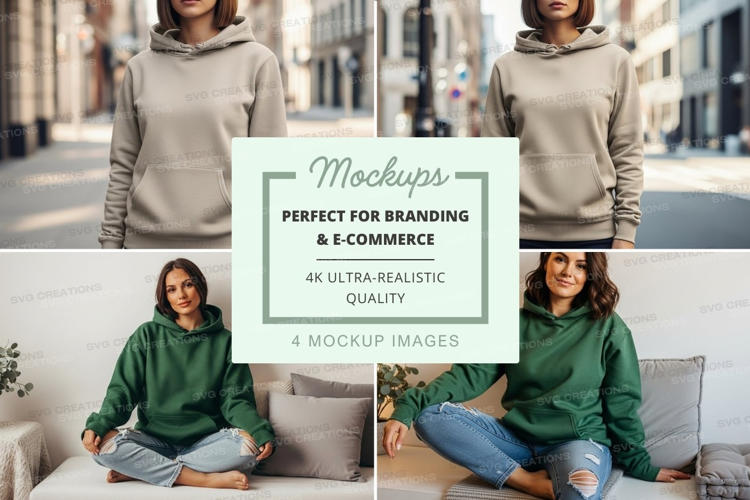 Hoodie mockup in urban and indoor settings