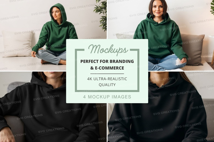 Hoodie mockup in green and black